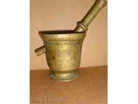 Old bronze mortar, hammer, mortar