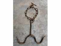 Old forged hook, quail, anchored iron