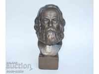 Old figure statuette of bust of Karl Marx