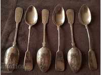 6 pieces Silver spoons silver 84 spoons 1892 Tsarist Russia