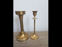 Two old bronze candlesticks