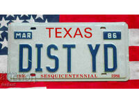 American license plate Plate TEXAS 1986