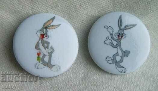 Badge for children - cartoon character rabbit - Bugs Bunny, 2 pieces