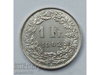 1 Franc Silver Switzerland 1962 B - Silver Coin #16
