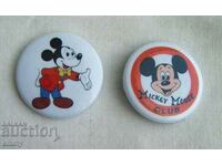 Badge - cartoon character Mickey Mouse, 2 pieces