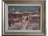 Nikola Daskalov 1941 - 2010 Winter morning landscape oil painting