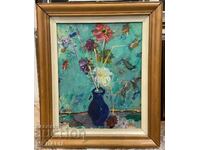 Anton Antonov-"Flowers in a blue vase"-oil paints-signed