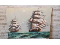 Πίνακας "Πλοία" - λαδομπογιές σε καμβά - 70/50 cm