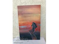 Painting "Sunset" - oil paints on canvas - 50/31 cm
