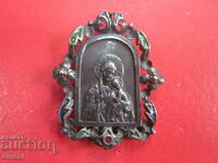 Russian silver icon Panagia cross with enamel 84 Tsarist Russia