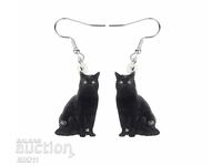 Black cat earrings, two black cat earrings