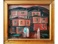 Painting, "Rhodope village", artist D. Mitev, 1980s.
