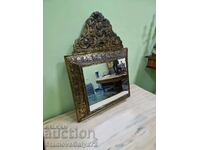 Beautiful antique French mirror with brass fittings