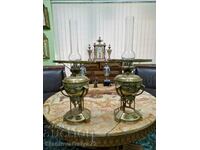 A pair of great antique English bronze gas lamps