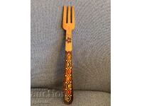 Beautiful wooden ethnic Bulgarian fork