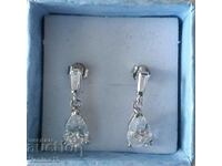Imported silver earrings with crystal