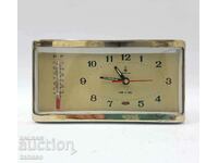 Old Chinese mechanical alarm clock with thermometer(1.5)