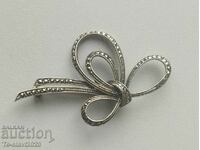 Beautiful old silver marquise brooch