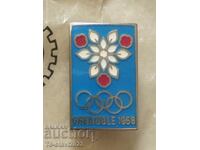 1968 Winter Olympic Games Grenoble - badge