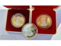 Lot 3 pcs. Jubilee silver coins with 999/1000 gold plating