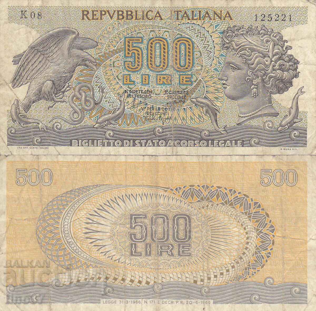 tino37- ITALY - 500 LIRES - 1966