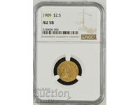 2 1/2 Dollars-Gold-USA 1909 / 2 1/2 Dollars USA 1909 Au