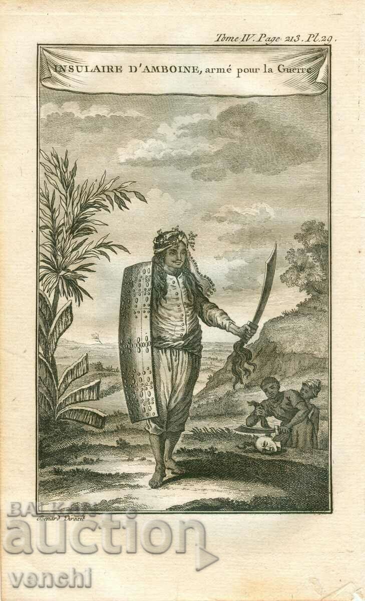 1780 - OLD ENGRAVING - Armed Islander - ORIGINAL