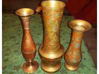 Unique Large Brass Vases - LOT - 3 pcs.