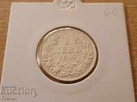 1 лев 1910 година България отлична сребърна монета