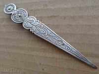 Renaissance hair needle with engravings, silver sachan, jewel, jewel