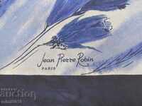 Eșarfă de mătase de designer vintage pentru femei Jean Pierre Robin Paris