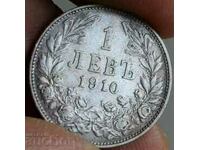 1910 1 LEV SILVER COIN KINGDOM OF BULGARIA SILVER