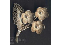 Silver brooch - bouquet of flowers - filigree 04