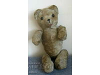 Παλιό αρκουδάκι Teddy άχυρο κεντημένο με ρύγχος γυάλινα μάτια