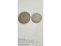 Lot of silver coins of 1 BGN 1891 and 50 BGN 1930