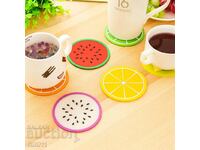 Fruit shaped silicone coasters set of 6
