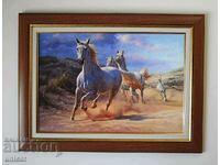 Horses, picture, framed