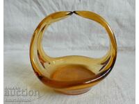 Bonbonniere - a basket of solid glass with amber color