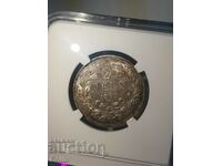 AU 55 Царска сребърна монета 2 лев 1912 NGC