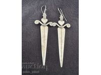 Silver earrings, swords sample 925