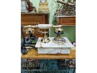 Unique antique Dutch onyx and bronze telephone