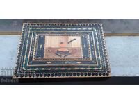 A great inlaid wooden pipe box - pipe, box