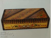 Old wooden pyrographed box from Sotsa 19/9/5 cm