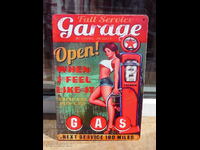 Metal sign car garage full service erotica gasoline