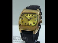 Soviet ROCKET TV Gold Plated Au10 Men's Wrist Watch Works