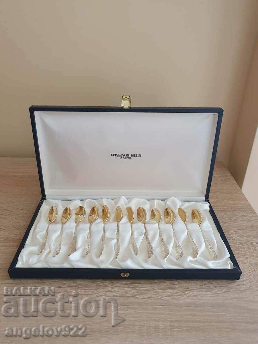 12 NS coffee spoons with gold plating!