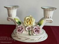 A beautiful porcelain candlestick with markings